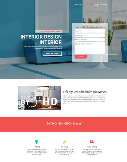Mẫu landing page nội thất.