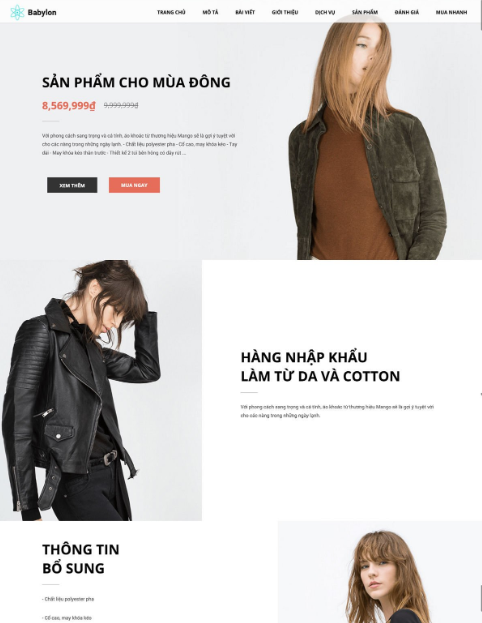 Mẫu landing page thời trang.