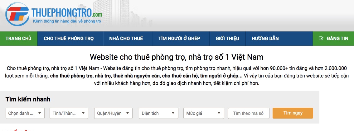 trang web Thuê phòng trọ