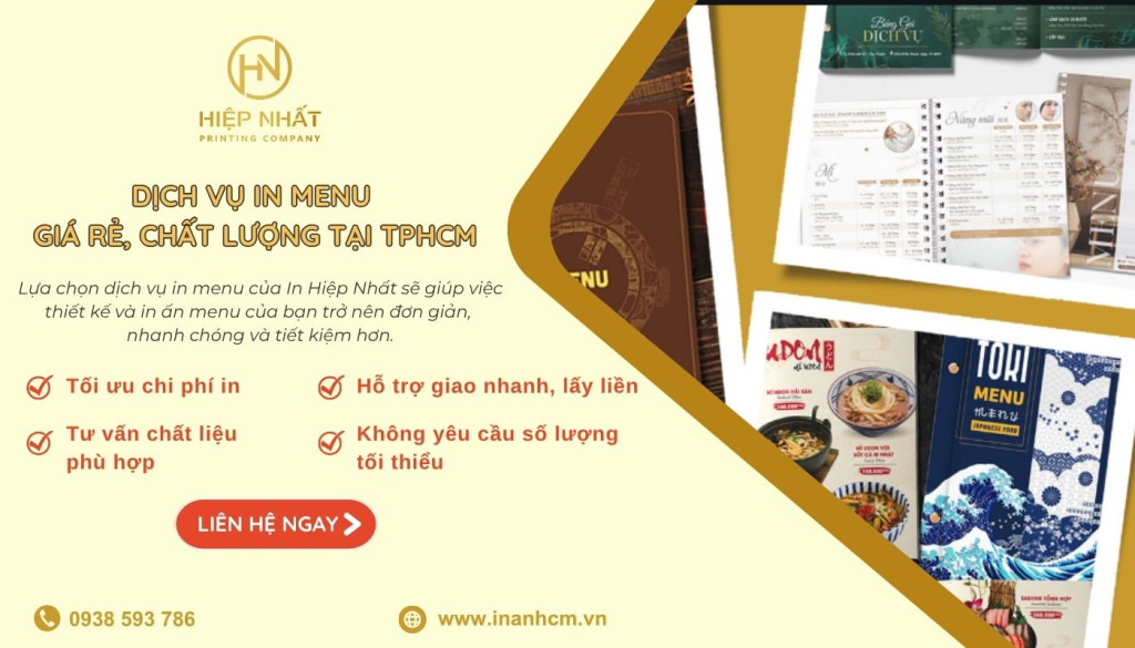 In Hiệp Nhất - Công ty in menu uy tín, giá rẻ
