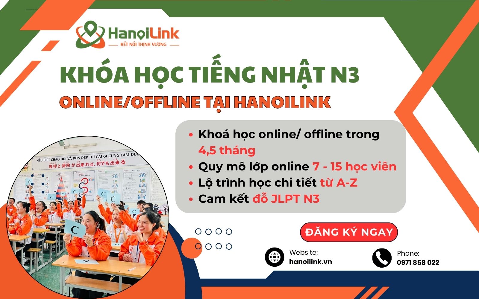 Khóa học tiếng Nhật N3 JLPT tại HanoiLink